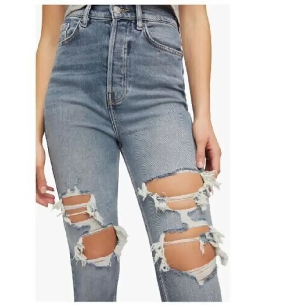 Free People We the Free Phoenix Ripped Skinny Button Fly Jeans Size 24 MSRP‎ $98
